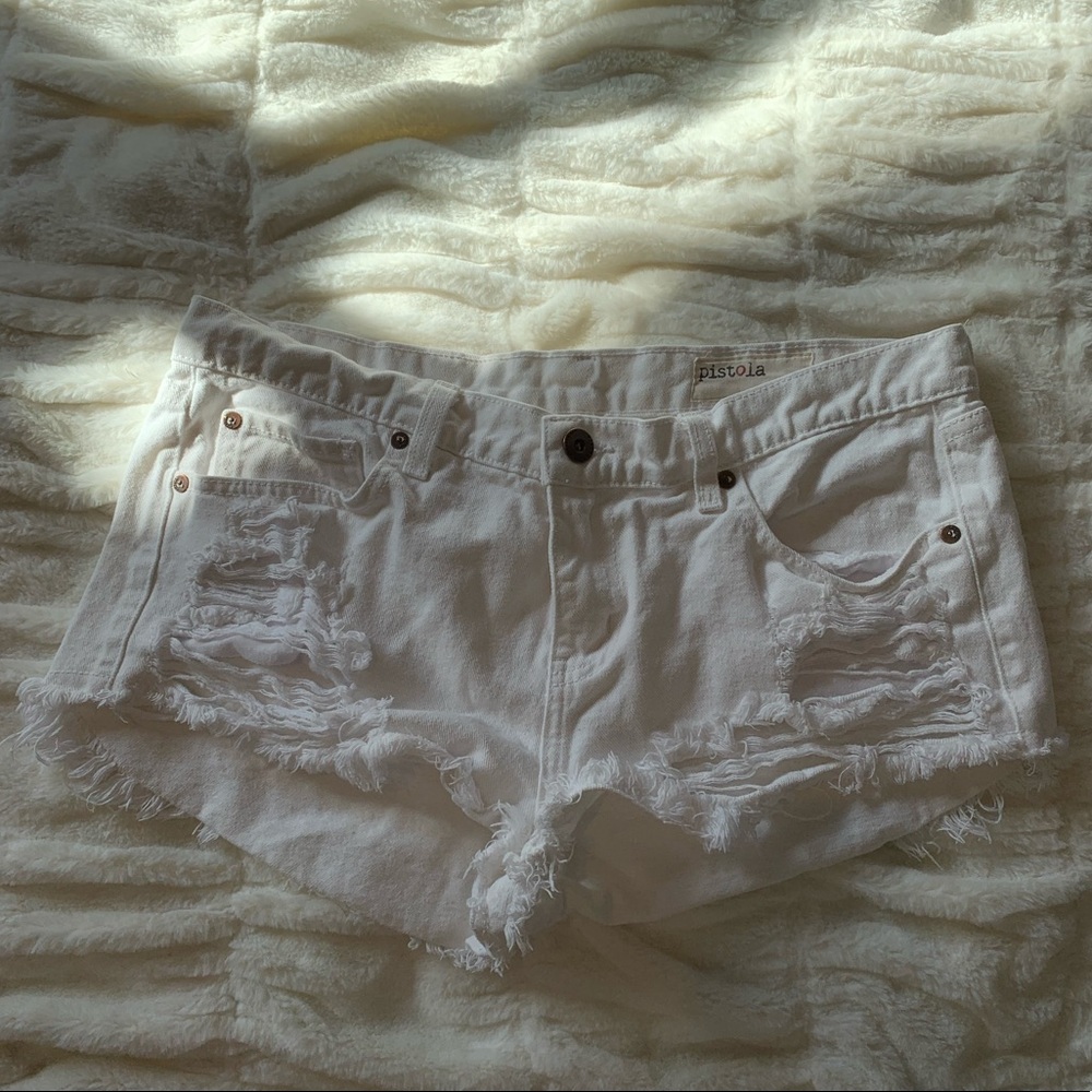 Pistola White Distressed denim shorts